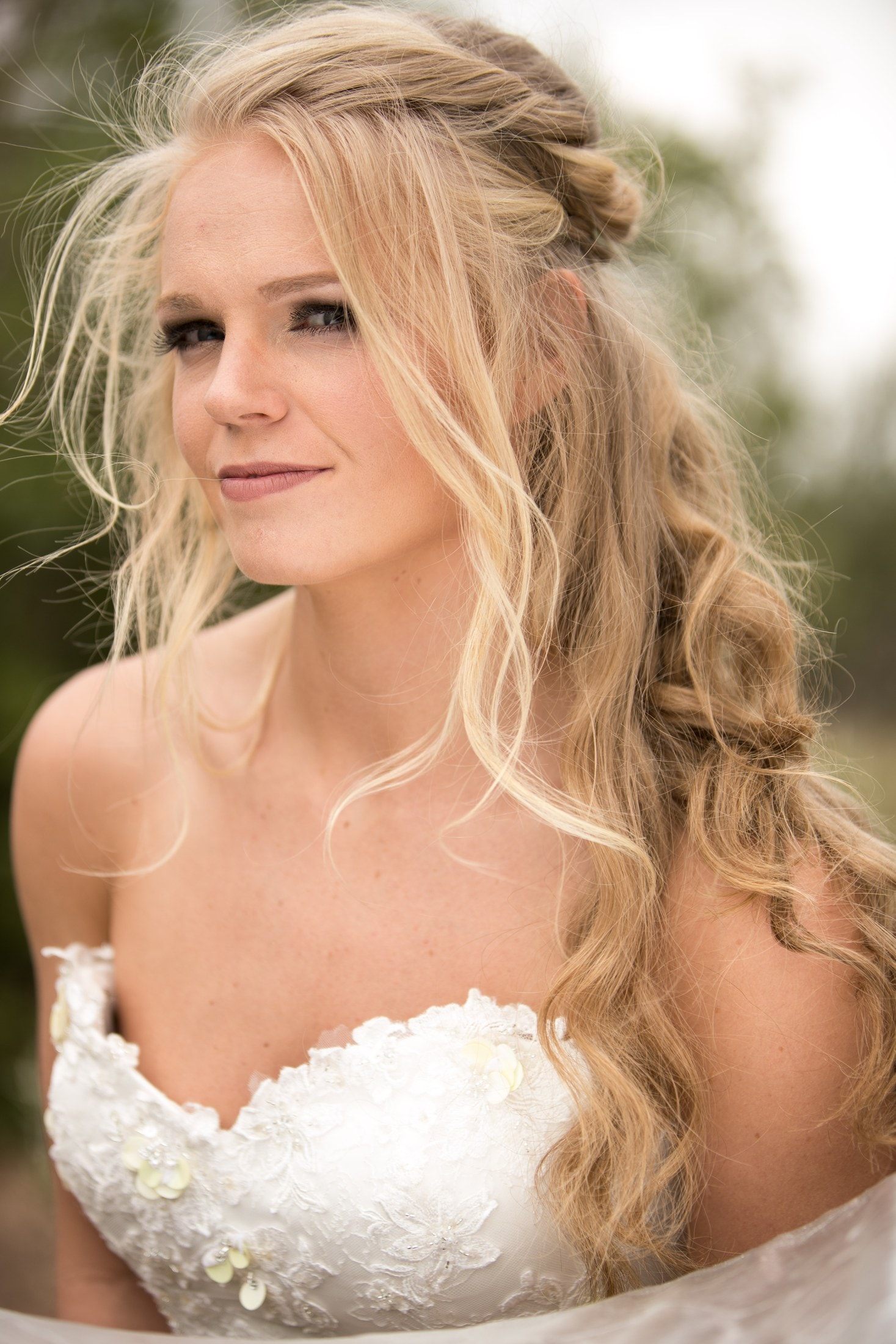 Bride outdoors in soft light