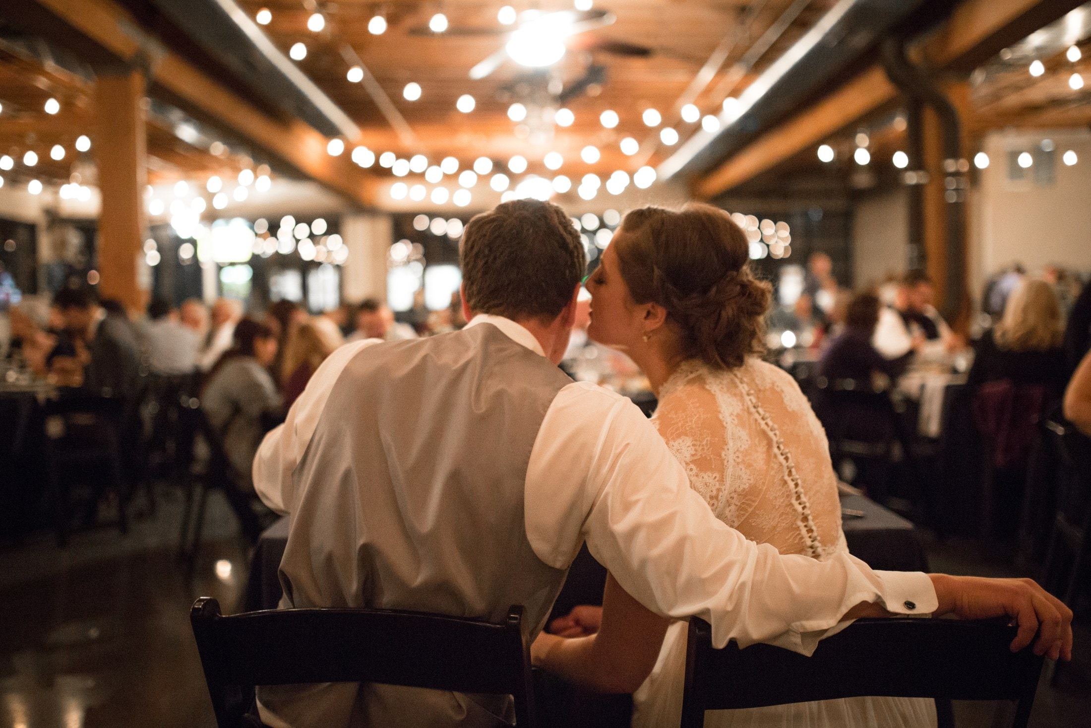 Couple walking together after their ceremony